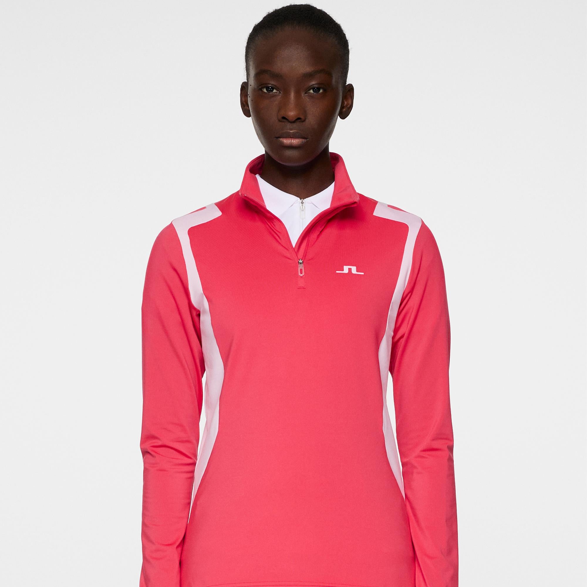 J Lindeberg Mae Quarter Zip Ladies Golf Mid Layer Azalea
